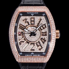 미러급 프랭크뮬러 남성용 뱅가드 오토매틱 CZ02 타입 44미리 18K로즈골드 보석/큐빅 케이스 가죽줄 보석다이얼 fra83042 Ⅳ