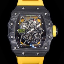 미러급 리차드밀레 남성용 라파엘 나달 RM35-02 파트너십 기념 에디션!! 칼리버 RMAL1 100% 포지드 카본 케이스 스켈레톤 다이얼 오토매틱 무브먼트 RIC09600 Ⅳ