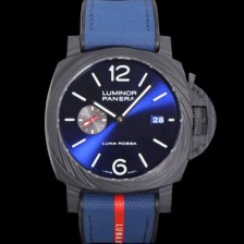 미러급 파네라이 남성용 루미노르 마리나 카보텍 루나로사 PAM01529 44mm 오토매틱 Cal.P.9010 타입 우레탄줄 블루 다이얼 pan5227 Ⅳ