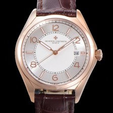 미러급 바쉐론 콘스탄틴 남성용 피프티식스 Ref.4600E 오토매틱 1326 타입 40mm 가죽줄 18K 로즈골드 실버 다이얼  vac5122 Ⅳ