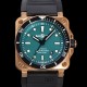 미러급 벨앤로즈 남성용 BR03-92 다이버 브론즈 소재 오토매틱 9015 타입 42mm 우레탄줄 그린 다이얼 bel4102 Ⅳ