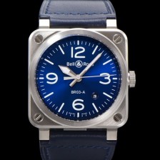 미러급 벨앤로즈 남성용 BR03A 스테인레스 스틸 오토매틱 9015 타입 41mm 가죽줄 블루 다이얼 bel4103 Ⅳ