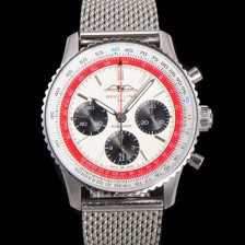 미러급 브라이틀링 남성용 네비타이머 AB01383B1G1P1 크로노그래프 ETA7750-2 타입 오토매틱 43mm 화이트 다이얼 bre6001 Ⅳ