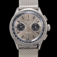 미러급 브라이틀링 남성용 프리미에르 AB0118221B1P2 크로노그래프 7750 타입 오토매틱 42mm 메쉬밴드 그레이 다이얼 bre6023 Ⅳ