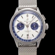 미러급 브라이틀링 남성용 프리미에르 크로노그래프 7750 타입 오토매틱 42mm 메쉬밴드 화이트 다이얼 bre6013 Ⅳ