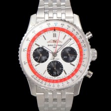 미러급 브라이틀링 남성용 네비타이머 AB01383B1G1A1 크로노그래프 ETA7750-2 타입 오토매틱 43mm 메탈줄 화이트 다이얼 bre6004 Ⅳ