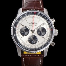 미러급 브라이틀링 남성용 네비타이머 AB0138241G1P1 크로노그래프 ETA7750-2 타입 오토매틱 43mm 가죽줄 실버 다이얼 bre5994 Ⅳ