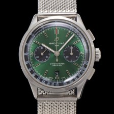 미러급 브라이틀링 남성용 프리미에르 AB0118A11L1X1 크로노그래프 7750 타입 오토매틱 42mm 메쉬밴드 그린 다이얼 bre6014 Ⅳ