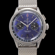 미러급 브라이틀링 남성용 프리미에르 AB0118221C1P1 크로노그래프 7750 타입 오토매틱 42mm 메쉬밴드 블루 다이얼 bre6015 Ⅳ