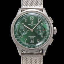 미러급 브라이틀링 남성용 프리미에르 AB0145371L1P1 크로노그래프 7750 타입 오토매틱 42mm 메쉬밴드 그린 다이얼 bre6017 Ⅳ