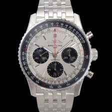 미러급 브라이틀링 남성용 네비타이머 AB0138241G1A1 크로노그래프 ETA7750-2 타입 오토매틱 43mm 메탈줄 실버 다이얼 bre6008 Ⅳ
