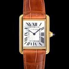 미러급 까르띠에 여성용 신상 탱크 W1529756 실버 다이얼 33.7mm 옐로우골드 악어가죽 쿼츠 무브먼트 car69359 Ⅳ