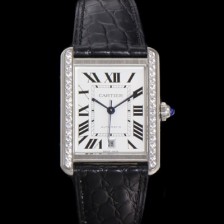 미러급 까르띠에 남성용 탱크 솔로 WSTA0029 로마 인덱스 40.85mm 큐빅베젤 화이트 다이얼 악어가죽줄 오토매틱 car69348 Ⅳ