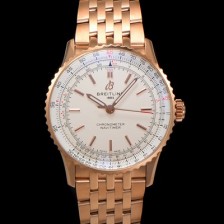 미러급 브라이틀링 남성용 네비타이머 R17329F41G1R1 크로노그래프 18K 로즈골드 오토매틱 2824 타입 41mm 메탈줄 화이트 다이얼 bre6040 Ⅳ