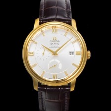 미러급 오메가 남성용 드빌 424.53.40.21.52.001 프레스티지 코-액시얼 39.5mm  18K 옐로우골드 오토매틱 Cal.2627 타입 블루 다이얼 omg0178 Ⅳ