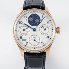 미러급 아이더블유씨 남성용 포루투기즈 IW503405 퍼페추얼 캘린더 더블 문 플래티넘 44mm 18k 로즈골드 오토매틱 무브먼트 화이트 다이얼 iwc4110 Ⅳ