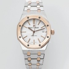 미러급 오데마피게 남성용 하이엔드 15450ST 로얄오크 18K 로즈골드 37mm 오토매틱 Cal.3120무브먼트 실버 와플 다이얼 aud6523 Ⅳ