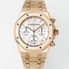 미러급 오데마피게 남성용 로얄오크 26240OR.OO.1320OR.07 크로노그래프 18K 로즈골드 41mm 오토매틱 Cal.4401 타입 실버 와플 다이얼 aud6557 Ⅳ