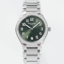 미러급 파텍필립 여성용 트웬티-포 티파니 7300/1200A-011 다이아몬드 36mm 오토매틱 Cal.324 타입 올리브 그린 다이얼 pat2231 Ⅳ