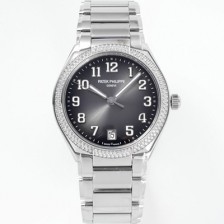 미러급 파텍필립 여성용 트웬티-포 티파니 7300/1200A-010 다이아몬드 36mm 오토매틱 Cal.324 타입 그레이 다이얼 pat2232 Ⅳ