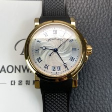 미러급 브레게 남성용 마린 컬렉션 5817BA/12/9V8 빅데이트 UP!! 18K 옐로우 골드 케이스 화이트 물결무늬 다이얼 Cal.517GG HG 오토매틱 무브먼트 brg03025 Ⅳ