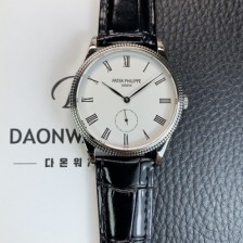 미러급 파텍필립 남성용 칼라트라바 가죽줄 39mm 오토매틱 324 타입 화이트 다이얼 pat2247 Ⅳ