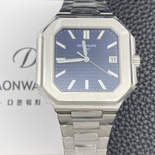 미러급 파텝필립 남성용 큐비투스 데이트 Ref.5821 45mm 오토매틱 Cal.26-330 SC 타입 블루 다이얼 pat2262 Ⅳ