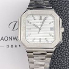 미러급 파텝필립 남성용 큐비투스 데이트 Ref.5821 45mm 오토매틱 Cal.26-330 SC 타입 화이트 다이얼 pat2264 Ⅳ