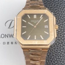 미러급 파텝필립 남성용 큐비투스 데이트 Ref.5821 18K 로즈골드 45mm 오토매틱 Cal.26-330 SC 타입 브라운 다이얼 pat2257 Ⅳ