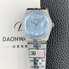 미러급 로렉스 남성용 랜드드웰러 m127286TBR 플래티넘 바게트 플랫 주빌리 36mm 오토매틱 Cal.7135타입 아이스 블루 다이얼 rol5638 Ⅳ