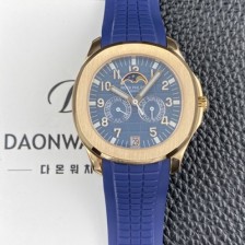 미러급 파텝필립 남성용 아쿠아넛 5261R 루스 연간 캘린더 문페이즈 39.9mm 18K 로즈골드 오토매틱 Cal.324 S C 타입 블루 다이얼 pat2271 Ⅳ