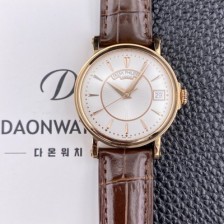 미러급 파텍필립 남성용 칼라트라바 5153R 가죽줄 18K 로즈골드 38mm 오토매틱 Cal.324 타입 화이트 다이얼 pat2281 Ⅳ