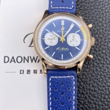 미러급 브라이틀링 남성용 탑 타임 파우스토 코피 41mm 가죽줄 18K 로즈골드 오토매틱 7750타입 화이트 다이얼 bre6072 Ⅳ