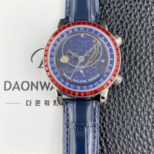 미러급 파텍필립 남성용 그랜드 컴플리케이션 6104P 문페이즈 43mm 오토매틱 Cal.240 타입 블루 다이얼 pat2275 Ⅳ