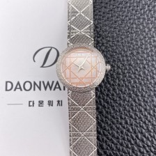 미러급 디올 여성용 라디드 사틴 25mm 쿼츠 무브먼트 핑크 자게 다이얼 dio1012 Ⅳ