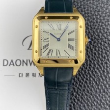 미러급 까르띠에 남성용 산토스 뒤몽 santos1612 엑스라지 18K 옐우골드 46.6mm 쿼츠 무브먼트 실버 다이얼 car69377 Ⅳ