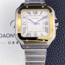미러급 까르띠에 남성용 산토스 드 까르띠에 워치 W2SA0009 라지 39.8mm 18K 옐우골드 오토매틱 9015 무브먼트 화이트 다이얼 car69391 Ⅳ