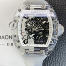 미러급 리차드밀레 남성용 RM055 트랜스파랜트 50mm 미네랄 크리스탈 기계식 수동형 무브먼트 화이트 스켈레톤 다이얼 ric0325 Ⅳ