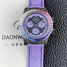 미러급 로렉스남성용 데이토나 DIW 포지드카본 커스텀 40미리 크로노그래프 다이아몬드 오토매틱 Cal.4130 무브먼트 블랙 퍼플 다이얼 rol5659 Ⅳ